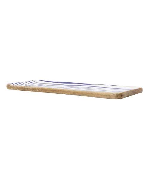 Χειροποίητή ξύλινη Πιατέλα από Μάνγκο με επίστρωση enamel Μπλέ 50x20 Εκ. - 3