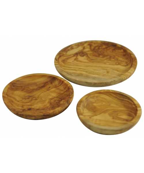 χειροποίητο μοναδικό Σετ 3 ξύλινων Πιάτων από Ελιά - 1